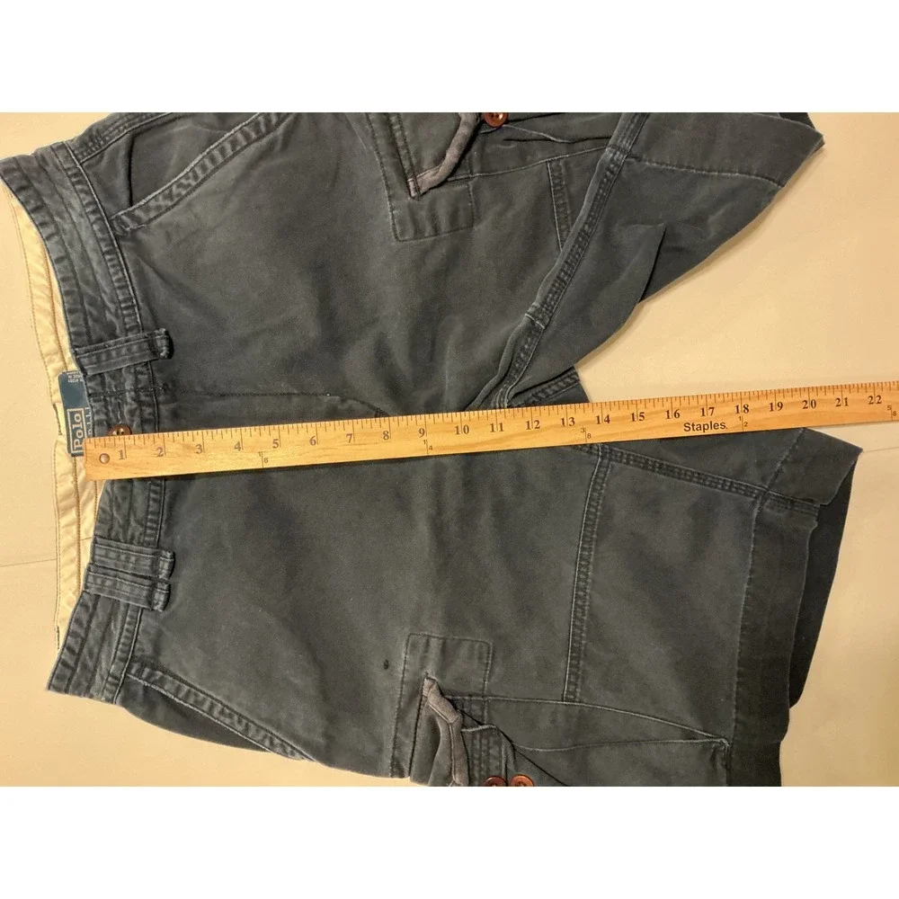 VTG Y2K Baggy Polo Ralph Lauren Men Navy‎ Military Cargo Shorts Faded Utility 31